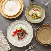 Assiettes de Dîner en Céramique Vintage 7/8/10 Pouces, Vaisselle en Porcelaine Robuste et Personnalisable, Assiettes à Steak et à Spaghetti