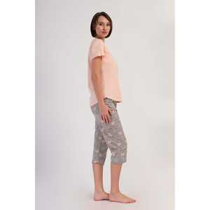 Traje de dormir capri ovalado de manga corta con cuello redondo para mujer - Product Image 2