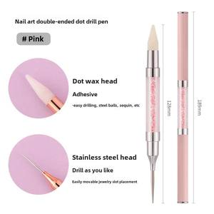 卸売りダブルエンドネイルアートドッティングツールフラットバック象眼細工ダイヤモンドクレヨンホットフィックス吸引ドリルラインストーン製品タイプ - Product Image 6