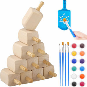 Kayu Dreidels disesuaikan ukuran kemasan besar kayu Hanukkah Dreidles permainan yang menyenangkan - Product Image 6