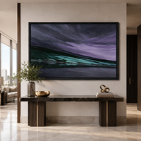 Peinture à l'huile abstraite violette peinte à la main sur toile, art mural avec option de suspension, design contemporain pour la décoration de luxe des hôtels et des maisons