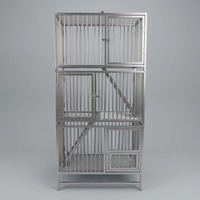 Cage pour animaux de compagnie en métal améliorée, moderne, renforcée, multi-niveaux, spacieuse, avec plateau en plastique et roues, pour la maison, le jardin, l'intérieur et l'appartement
