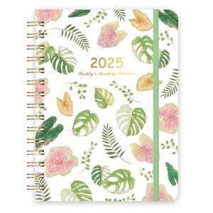 Agenda Semanal y Mensual 2025 al por Mayor, Tapa Dura A5, Papel Recubierto, Encuadernación en Espiral, Diseño Floral Personalizado - Product Image 3