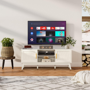 <span class=keywords><strong>Mueble</strong></span> para <span class=keywords><strong>TV</strong></span> de Estilo Moderno de Mediados de Siglo, para Pantallas Planas de <span class=keywords><strong>65</strong></span> <span class=keywords><strong>Pulgadas</strong></span>, Centro de Entretenimiento con 2 Puertas de Ratán y 2 Estantes Abiertos Ajustables - Product Image 5