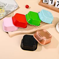 Moule à Cupcakes Barquette de Cuisson 300 ml 10 oz Carrée, Conteneurs en Feuille d'Aluminium pour Pain, Mini Moules à Pain Jetables en Aluminium avec Couvercle en Plastique