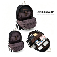 Ensemble de 3 sacs à dos en toile pour filles, sac d'école rayé, sac bandoulière, trousse à crayons, sac à dos décontracté pour l'université, sac de voyage