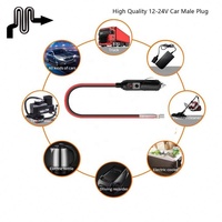 Prise allume-cigare pour voiture Borne de chargeur 24V avec câble solaire 15cm 2 prise mâle pour cigare avec pince à oreilles