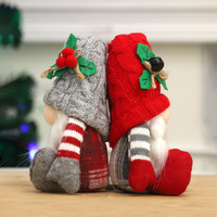 Bonnet tricoté sans visage Rudolph de Noël, gnome assis, jouets décoratifs en peluche douce, poupées, cadeau promotionnel pour fêtes de fin d'année