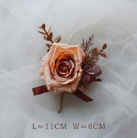 Boutonniere Bunga Buatan Bergaya Vintage untuk Pengantin Pria dan Pendamping Pria, Perlengkapan Pernikahan, Pesta, dan Acara.