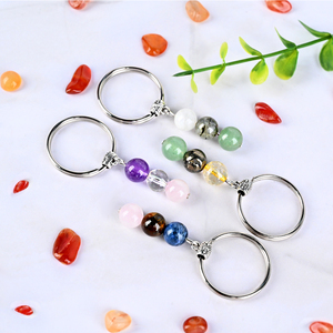 Porte-clés en cristal de guérison en gros, perles de pierres naturelles mélangées avec carte pour cadeaux - Product Image 3