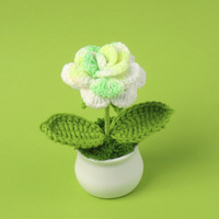 Vente en gros de fleurs artificielles Fil fini à la main Rose Petit pot de beauté bleu glacier Décoration de voiture de bureau à domicile Vente en gros