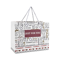 Sacs à provisions en papier d'art moyen personnalisés, mignons et de style dessin animé, boutique, réutilisables, sacs cadeaux en papier blanc de qualité supérieure avec poignée en corde durable