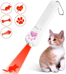 USB Charging And 5 Patterns Pet Cat Laser Toy Led Light Interactive Laser Pointer For Cats