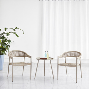 Outdoor Cafe <strong>Chair</strong> Garden Furniture Stackable Metal Aluminum Rattan Dining Arm <strong>Chair</strong> With Cushion - Product Image 1