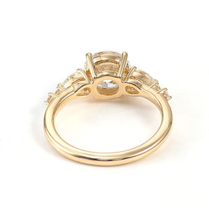 Bague de fiançailles et de mariage en or jaune massif 18K, 14K, 10K avec moissanite taille brillant rond DEF, bijoux pour femme, cadeau - Product Image 3