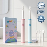 [Harga Pabrik] Sikat Gigi Elektrik Anak Sonic 95 Hari Daya Tahan Baterai, Desain Kartun Hippo, Tahan Air IPX7, Tipe-C, Dukungan OEM/ODM