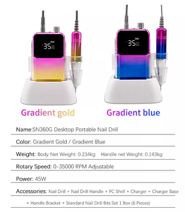 Macchina per lucidare unghie ibrida 2-in-professionale E lima forte 35000RPM Wireless portatile elettrico acrilico trapano per unghie - Product Image 2