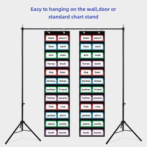 12-Pocket Clear Hanging Pocket Chart with Sturdy Reusable Design for School Home or Office Use and Fit for Sentence <b>Strips</b> - Product Image 2