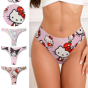 Braguitas de Seda de Hielo sin Costuras, Transpirables, Antibacterianas, de Tiro Bajo, con Apliques Estampados para Mujer - Product Image 1