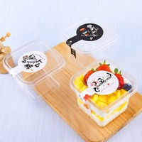 Boîte d'emballage alimentaire carrée transparente pour gâteau mousse Mille-Crêpes avec design anti-buée en plastique PET