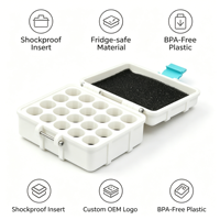 Boîte de rangement personnalisée en plastique PETG écologique, haute transparence, conception multi-emplacements pour laboratoire de recherche, options de logo personnalisé