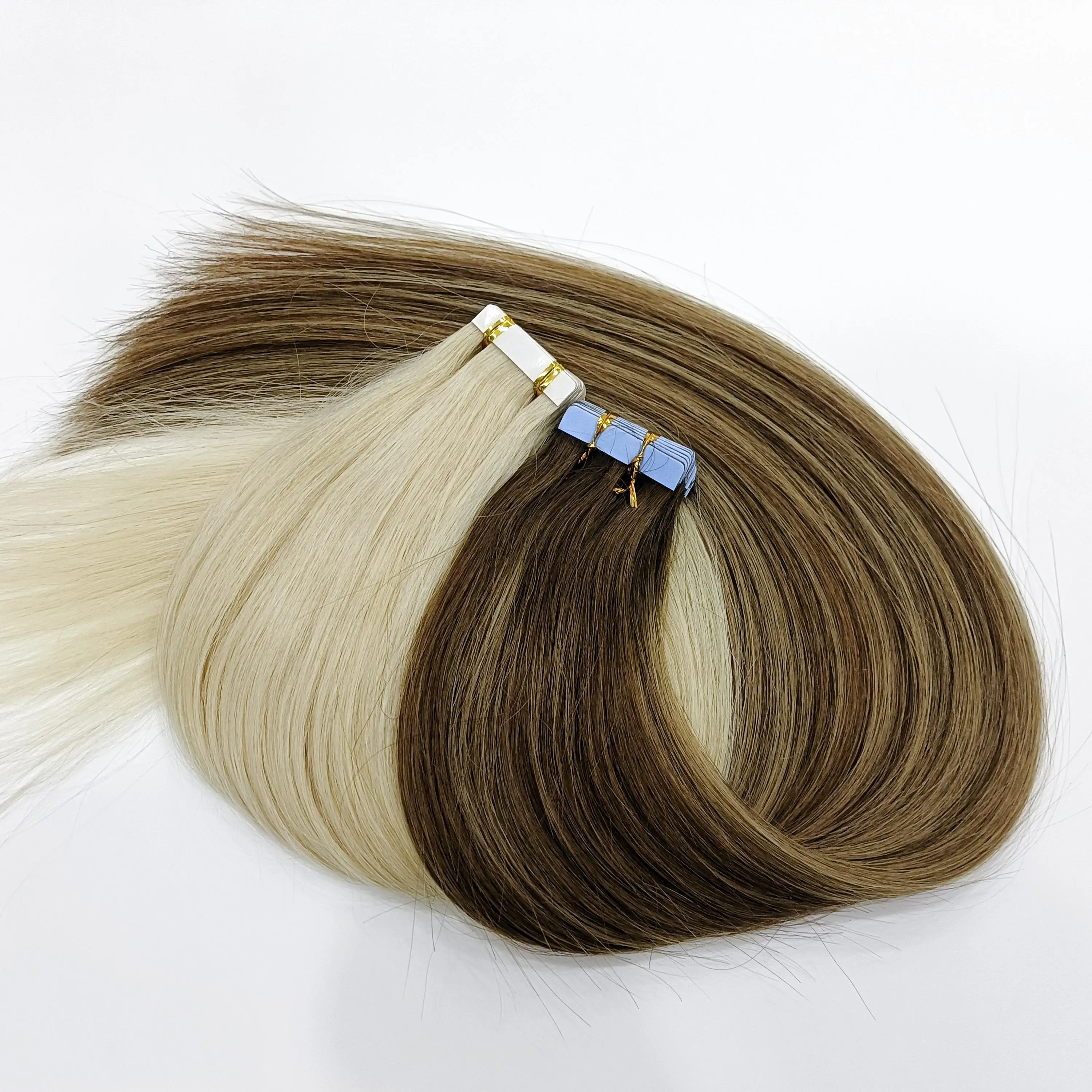 Groothandel Dubbel Getekende Minitape Haarverlenging Blonde Rechte Huid Inslag Onzichtbare Tape In Remy Human Hair Extensions