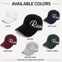 Casquette de baseball personnalisée brodée de roses, 6 panneaux, en sergé de coton, réglable, style vintage minimaliste, vente en gros, OEM, faible MOQ