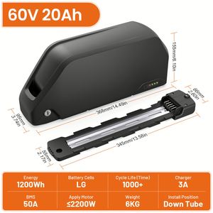 Batería de Litio Recargable de 60V 20AH para Tubo Inferior, con BMS de 50A y Celdas 21700, Compatible con Cargador de 1500W para Motor de Bicicleta Eléctrica (Stock en EE. UU.) - Product Image 1