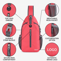 Individuelles Logo Sommer Stickerei Steinbesatz Outdoor Umhängetasche Rot Wasserdicht Sport Crossbody Rucksack Leichtgewicht Einzel-Schulter Brusttasche
