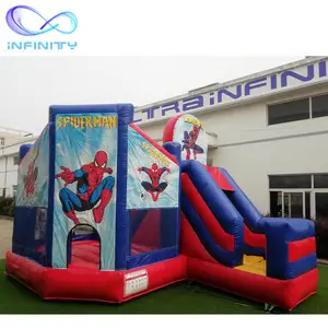 Phim Hoạt Hình Mới Về Inflatable Bouncer Slide Castle House Spider Man Nhảy Không Khí Giường Lâu Đài Bouncer Combo Với Slide Nhỏ