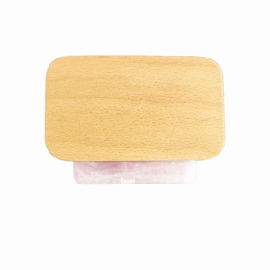 Tabla Gua Sha de Cuarzo Rosa con Mango Cuadrado de Madera, Esquinas Redondeadas, Herramienta de Masaje Facial de Jade para Drenaje Linfático y Antienvejecimiento - Product Image 1