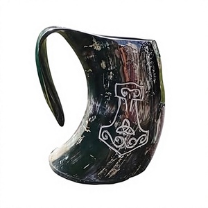 Polished Buffalo Horn Eco-Friendly Beer <b>Mug</b> with Handle Vintage Style Handmade Drinkware Natural Rustic Design <b>Large</b> Capacity - Product Image 2