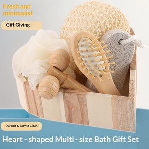 Set de Accesorios para el Cuidado Corporal y Baño, Cesta de Regalo para Spa para Mujer, Rodillo de Masaje Facial en Forma de Corazón de PE, Cepillo Exfoliante para el Cabello - Product Image 2