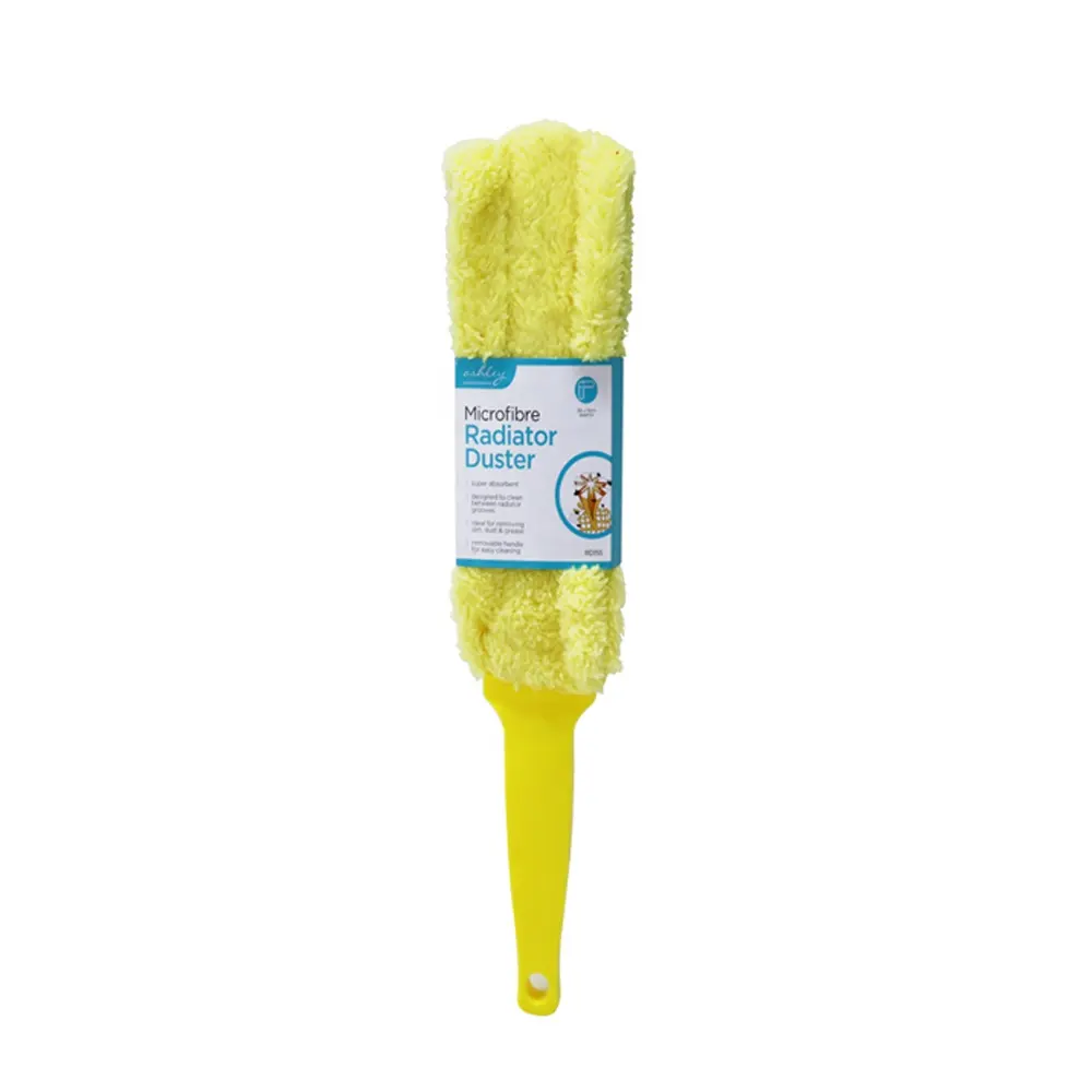 Mejor venta amarillo de poliéster lavable de limpieza de microfibra plumero con mango