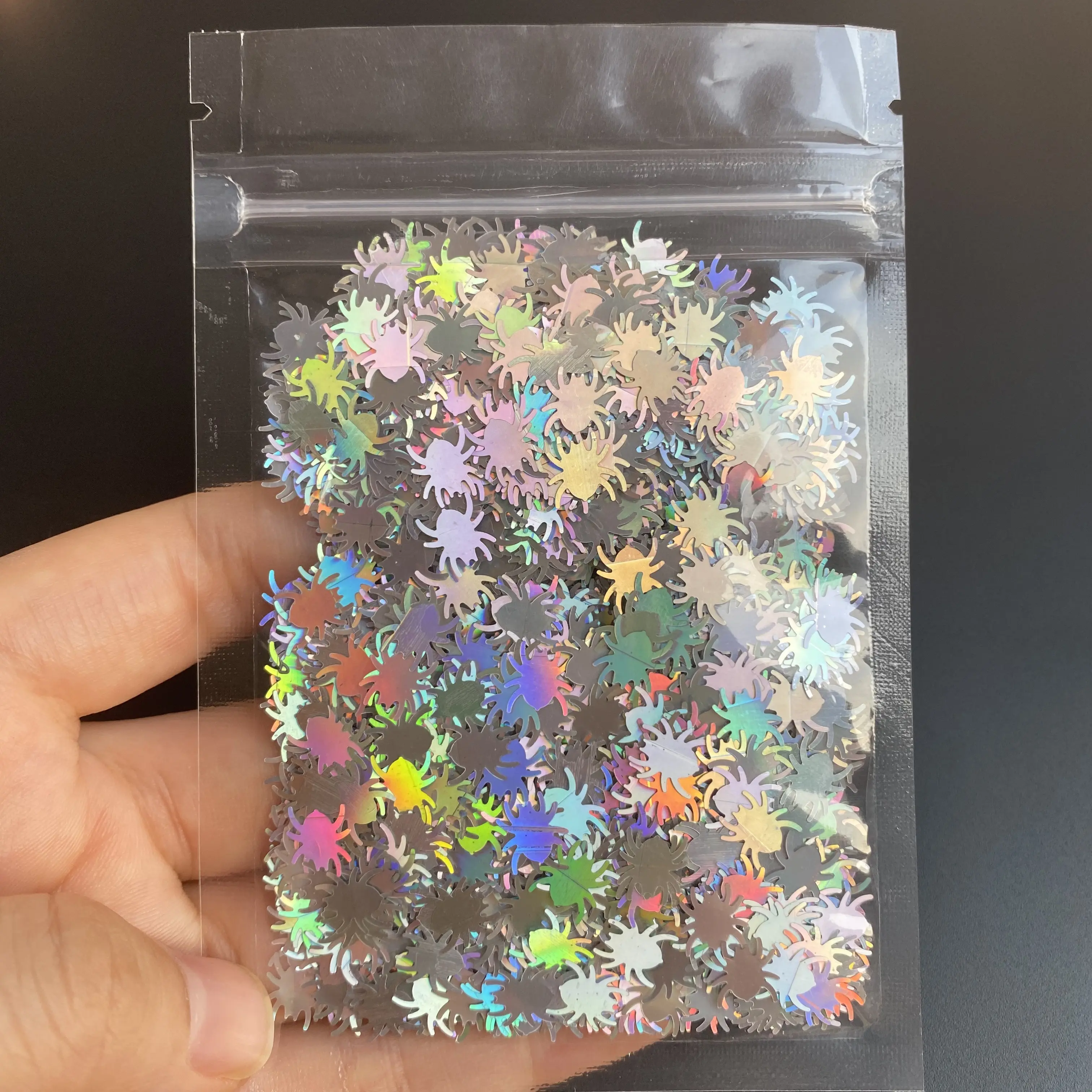 Holografische Spin Confetti Glitter Halloween Spin Vorm Zilveren Lovertjes Glitters Voor Hars Diy Mal Nail Art Decoratie