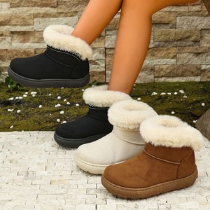 Bottes de neige à plateforme pour femmes, bottes d'hiver chaudes en tissu suédé, bottines à enfiler antidérapantes en microfibre suédée, <span class=keywords><strong>chaussures</strong></span> d'extérieur - Product Image 4