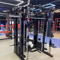 Machine Smith multifonction avec triple blocs de poids de 80 kg, presse à jambes, rack de musculation et entraîneur à câble – Équipement de gym