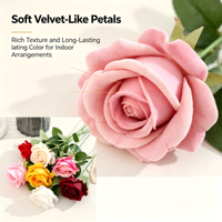 Rose artificielle en velours à tige unique de 48 cm de long, fleur de rose artificielle pour la décoration de la maison, de la table, des mariages et des fêtes
