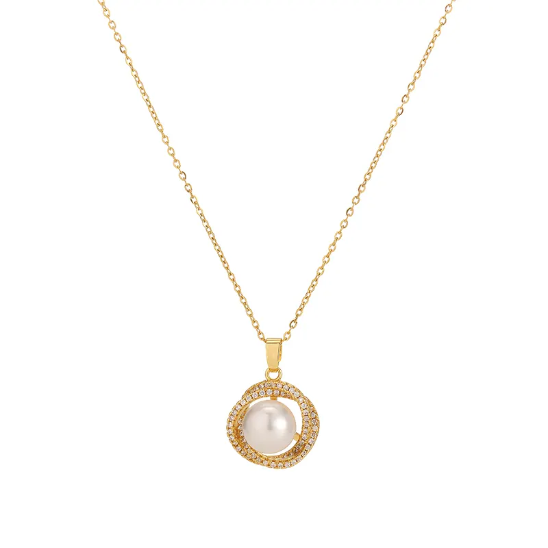 Hochwertige 14 Karat vergoldete Messing Perlenkette Mode Premium Vogelnest Muschel Perlen Set