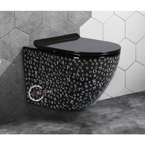 Inodoro de Cerámica Suspendido en la Pared, Sanitarios, Inodoros de Baño, Inodoro Suspendido Negro - Product Image 1