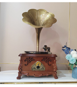 Legno vintage giradischi con altoparlante bluetooth retro hifi giradischi con altoparlanti super bassi altoparlanti 1950s con radio TF FM - Product Image 3