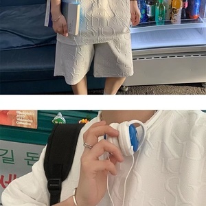 Men's Summer Fashionable Casual <b>Waffle</b> Print Short-Sleeved T-<b>Shirt</b> Set Breathable and Comfortable Knitted Outfit for Youth - Product Image 6