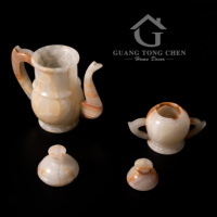 Nouvel ensemble de thé en jade fait main au design moderne, accessoires de décoration pour bureau et maison, ornements en résine, décoration intérieure
