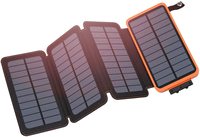 Chargeur solaire étanche 20000mAh Banque d'alimentation portable avec 4 panneaux solaires