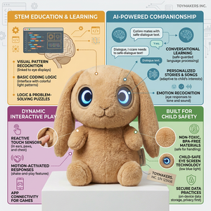 Juguete de Peluche de Conejo con IA Personalizado ODM para Niños, Compañero Emocional, Animal de Peluche Interactivo Inteligente, Aprendizaje Temprano de Habilidades Sociales - Product Image 4