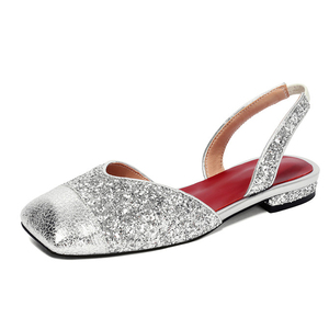 Scarpe da Donna con Cinturino Posteriore, Tacchi Bassi, Décolleté con Patchwork, <span class=keywords><strong>Sandali</strong></span> con Punta Quadrata e Glitter - Product Image 6