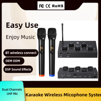 Çift Kanallı Metal Kablosuz Karaoke Mikrofon Mikser Sistemi, DSP Ses Vokal Kesme, PCM Desteği ve Ev Kullanımı için Amplifikatörlü