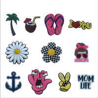 Personnalisé Grande Taille Softball Baseball Lettres Drapeau Ancre Fruit Fleur Animal Plage Grand Chaussure Accessoires Sac Charmes