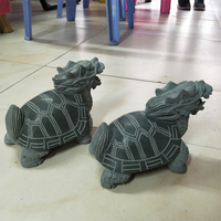 Sculpture de dragon tortue en pierre naturelle super mini chinoise et statue d'animal en pierre de jardin LONG GUI pour la décoration de la maison
