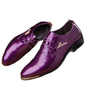 Chaussures habillées en cuir pour hommes, couleur violette, style Oxford à bout bas, pointures 39-48, semelle en PVC, chaussures décontractées pour affaires - Product Image 5
